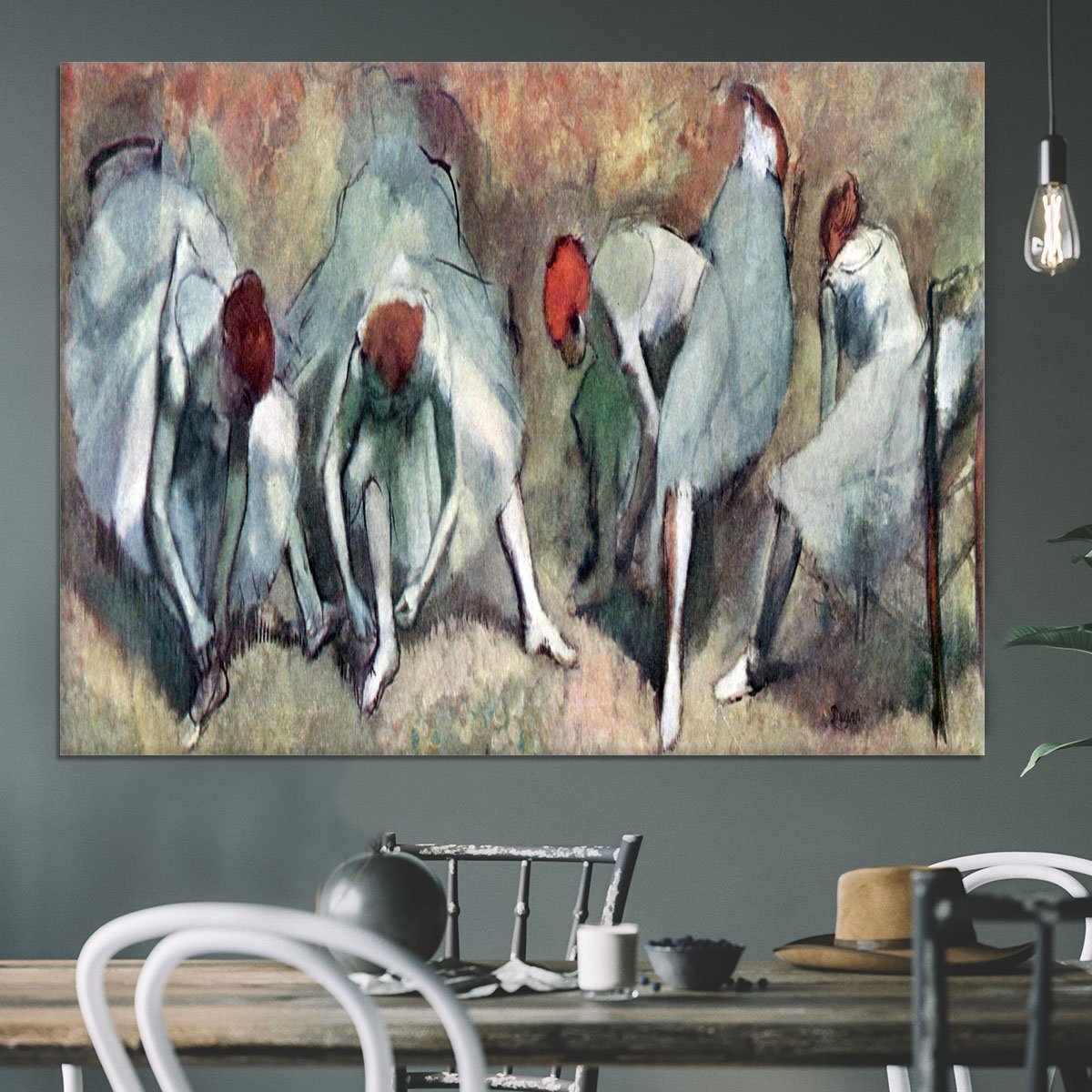 Dancers lace their shoes by Degas Canvas Print or Poster