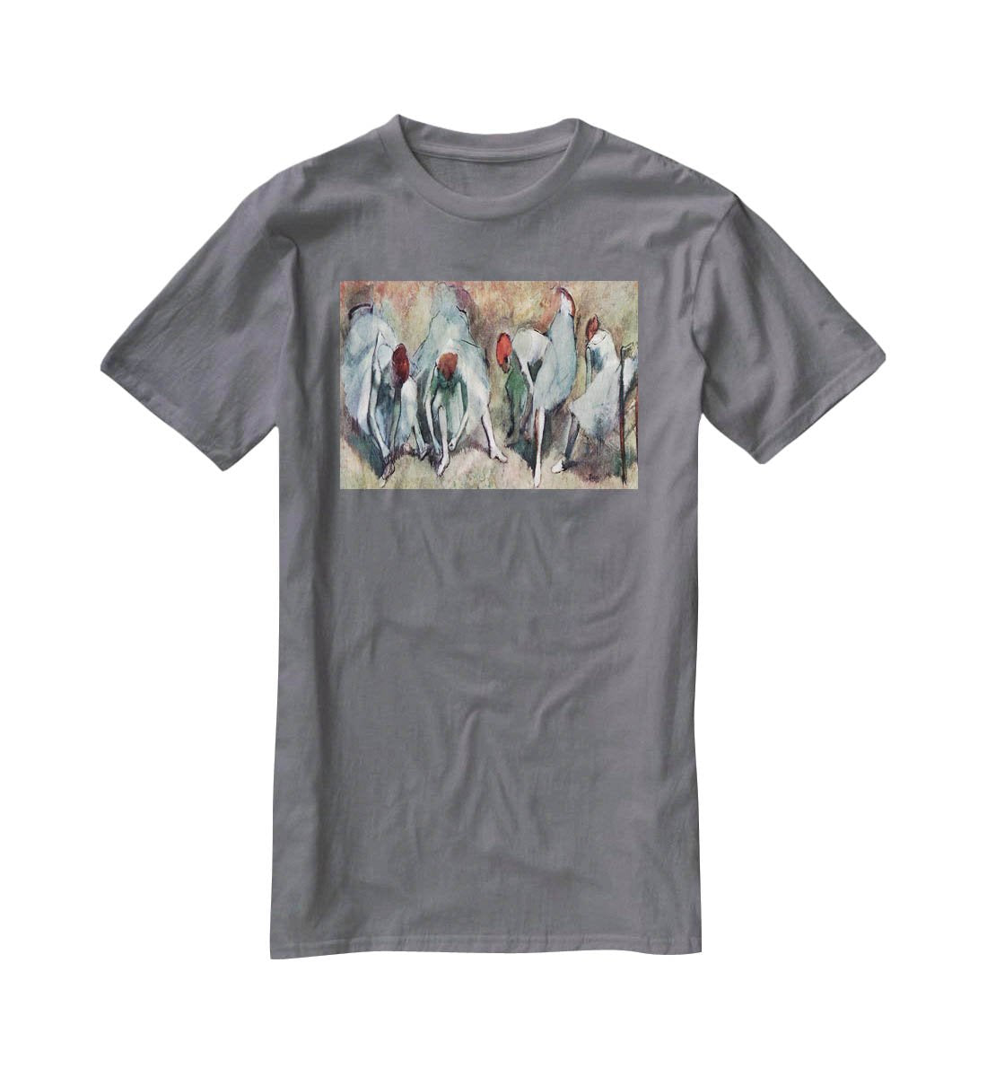 Dancers lace their shoes by Degas T-Shirt - Canvas Art Rocks - 3