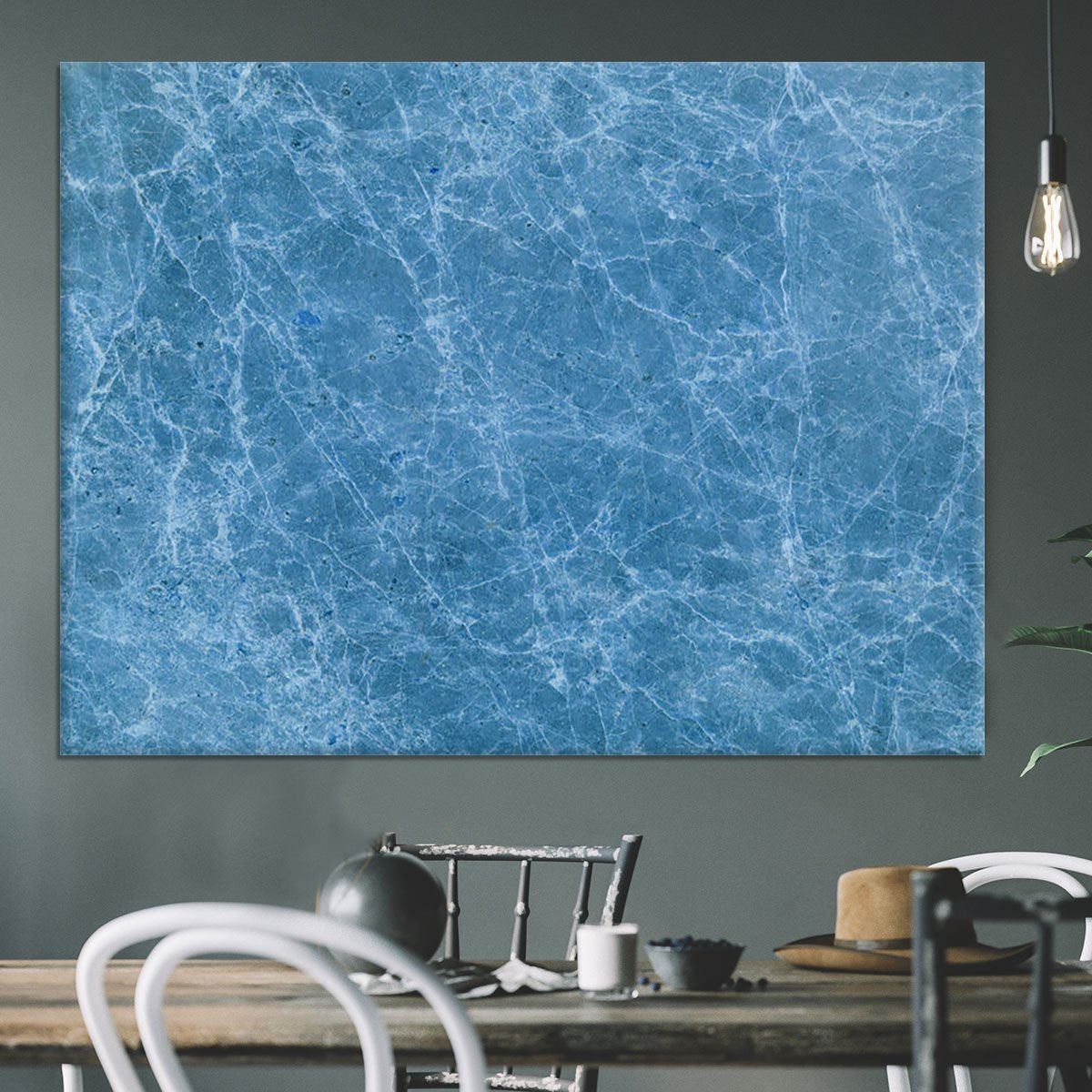 Dark Blue Marble Canvas Print or Poster