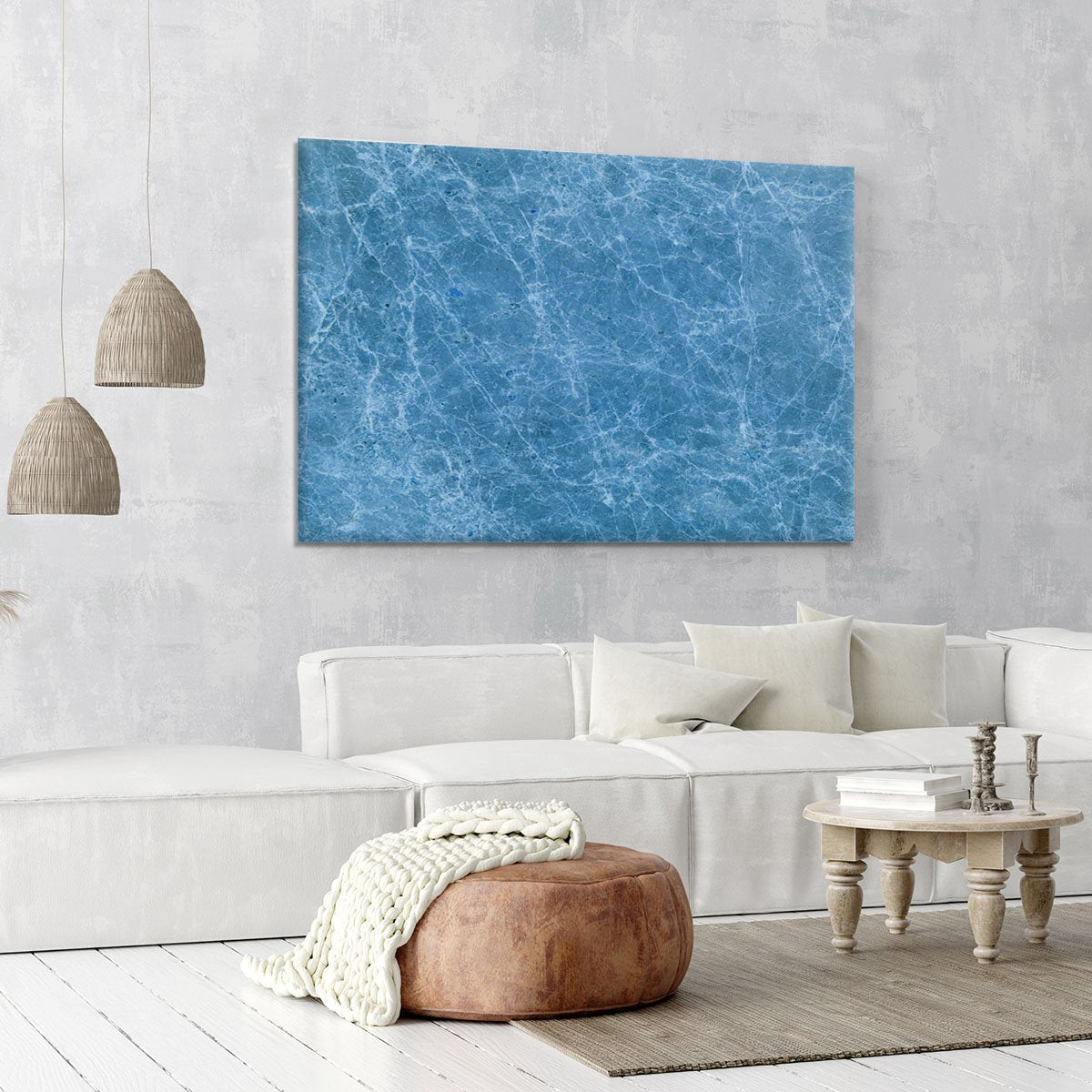 Dark Blue Marble Canvas Print or Poster