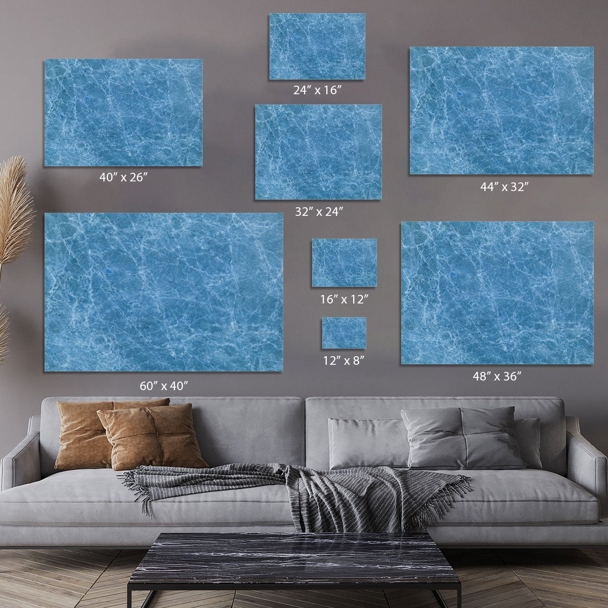 Dark Blue Marble Canvas Print or Poster