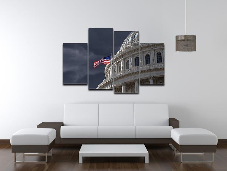Dark sky over the US Capitol building 4 Split Panel Canvas  - Canvas Art Rocks - 3
