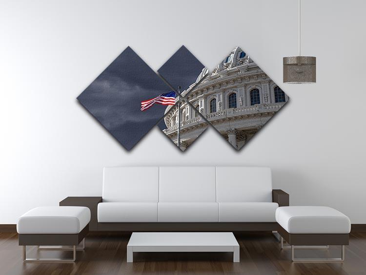 Dark sky over the US Capitol building 4 Square Multi Panel Canvas  - Canvas Art Rocks - 3