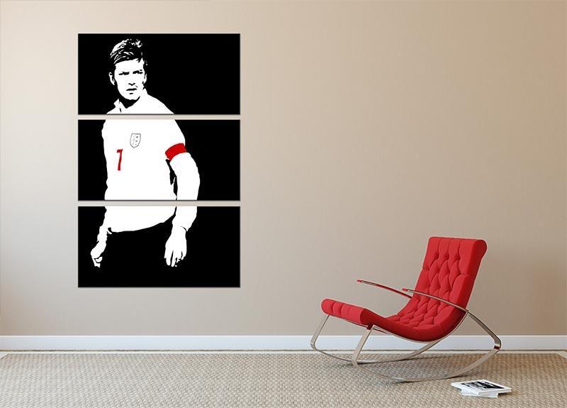 David Beckham Black And White 3 Split Panel Canvas Print - Canvas Art Rocks - 2