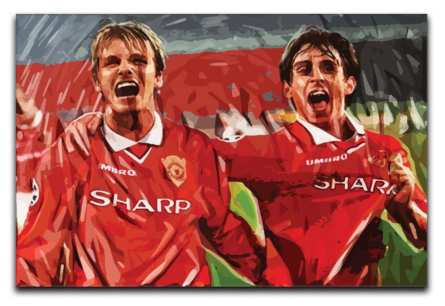 David Beckham and Gary Neville Print - Canvas Art Rocks - 1