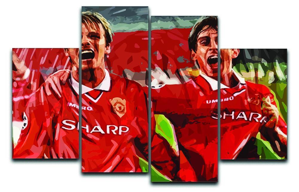 David Beckham and Gary Neville 4 Split Panel Canvas  - Canvas Art Rocks - 1