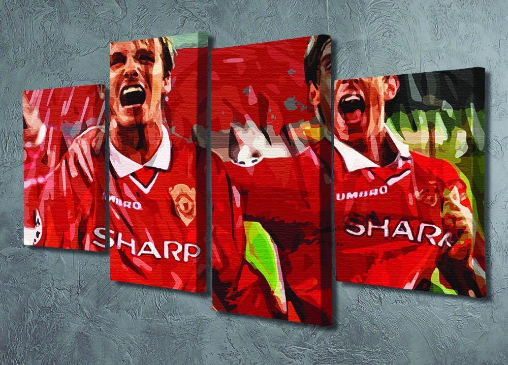 David Beckham and Gary Neville 4 Split Panel Canvas - Canvas Art Rocks - 2
