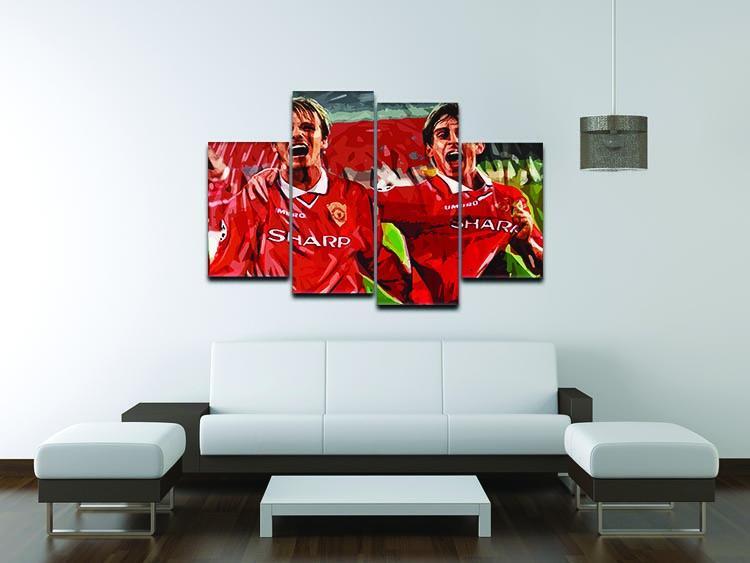David Beckham and Gary Neville 4 Split Panel Canvas - Canvas Art Rocks - 3