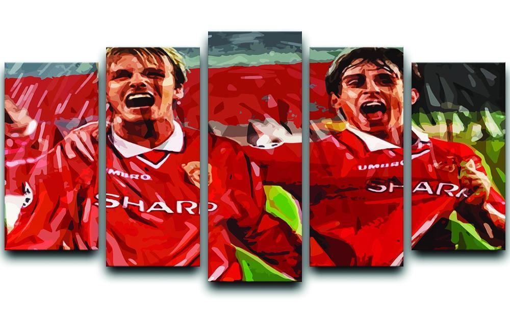 David Beckham and Gary Neville 5 Split Panel Canvas  - Canvas Art Rocks - 1