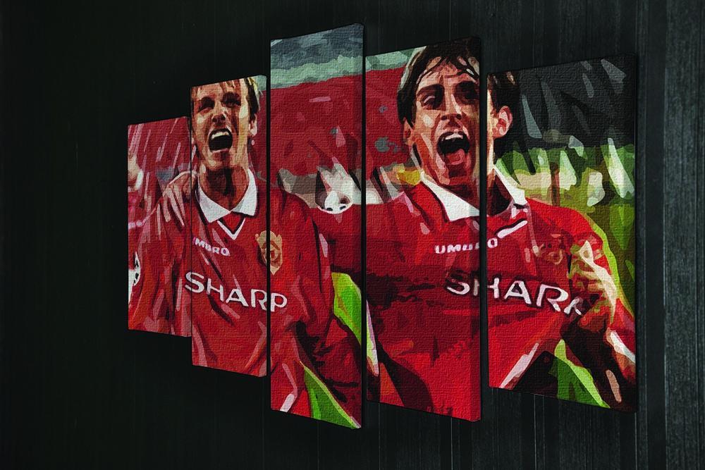 David Beckham and Gary Neville 5 Split Panel Canvas - Canvas Art Rocks - 2