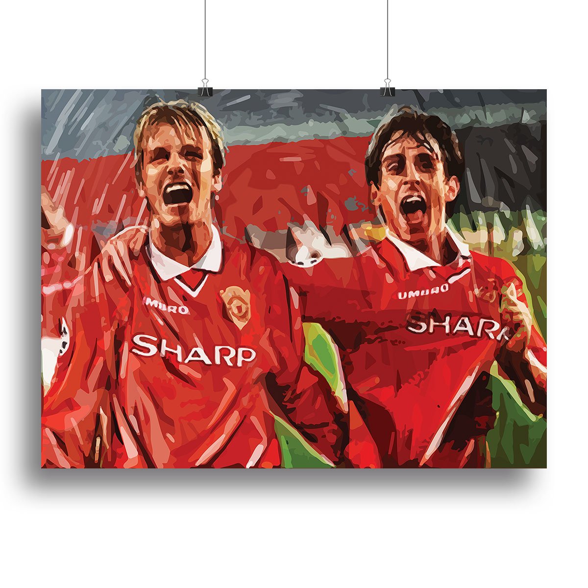 David Beckham and Gary Neville Canvas Print or Poster