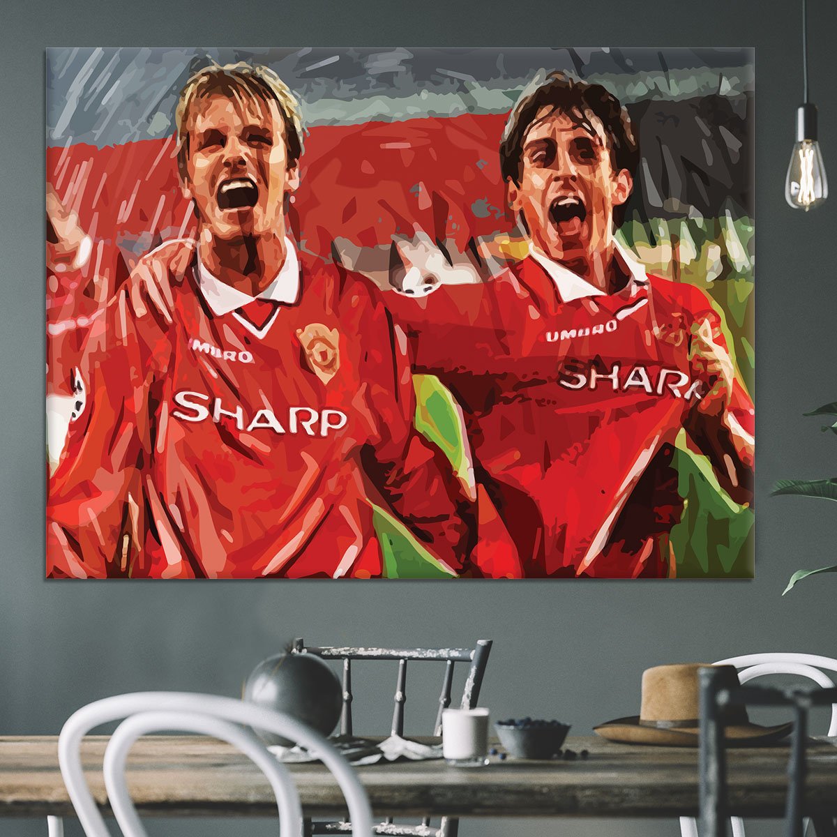 David Beckham and Gary Neville Canvas Print or Poster