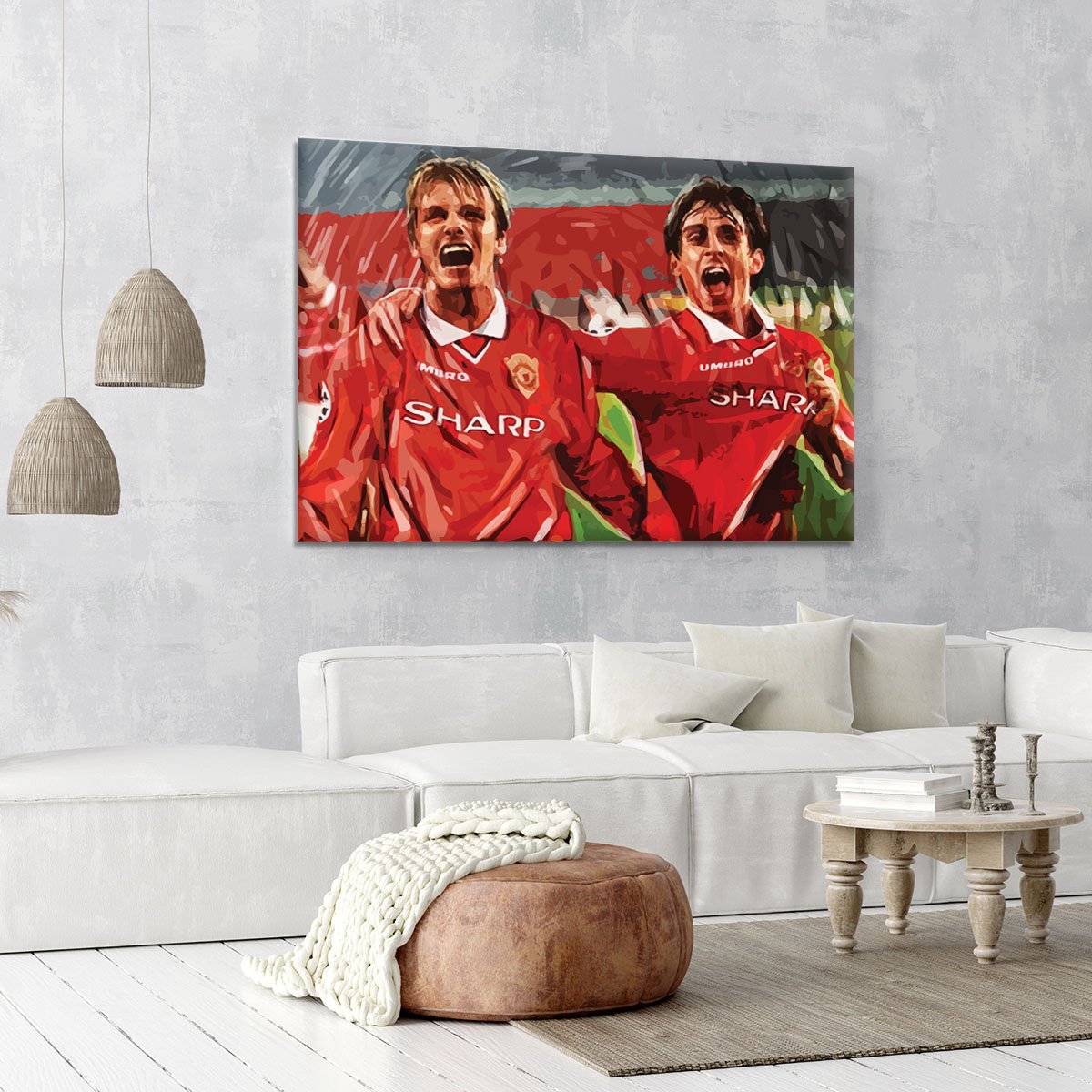 David Beckham and Gary Neville Canvas Print or Poster