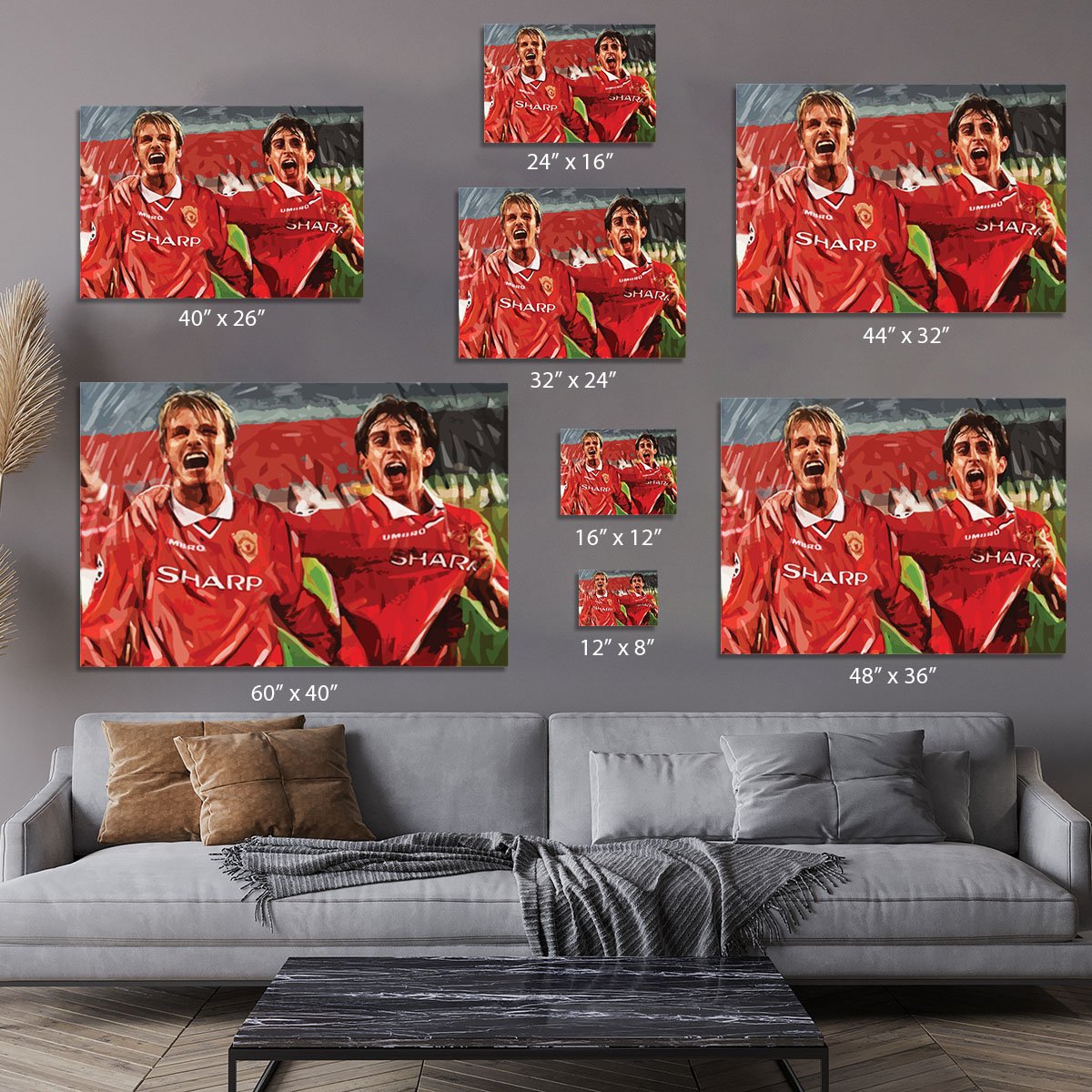David Beckham and Gary Neville Canvas Print or Poster