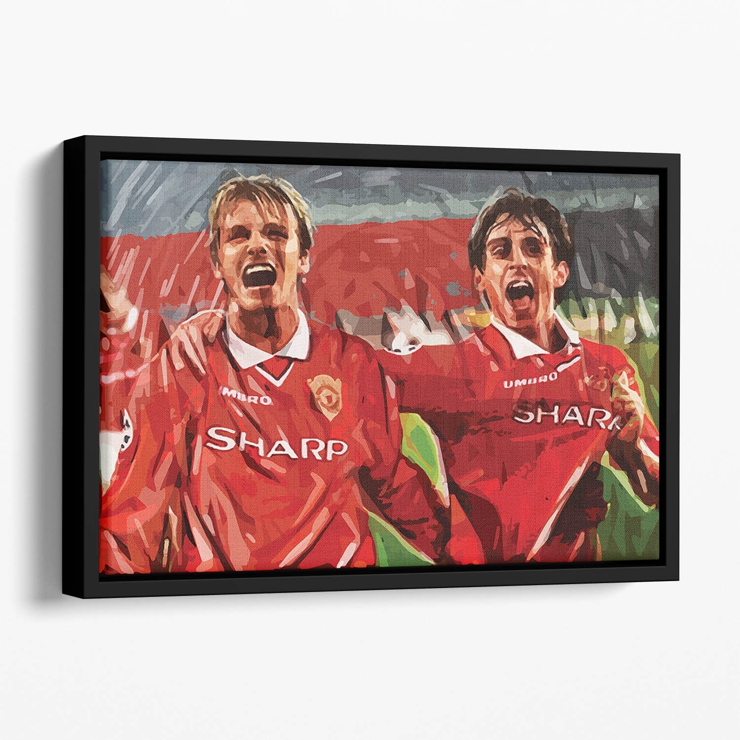 David Beckham and Gary Neville Floating Framed Canvas