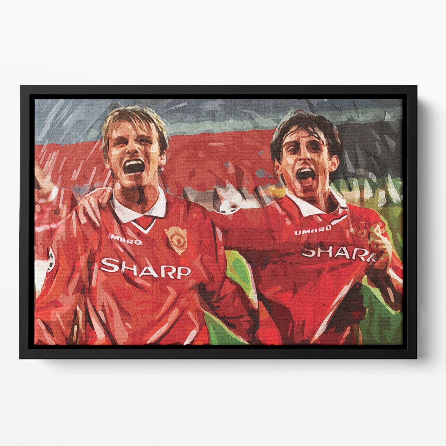 David Beckham and Gary Neville Floating Framed Canvas