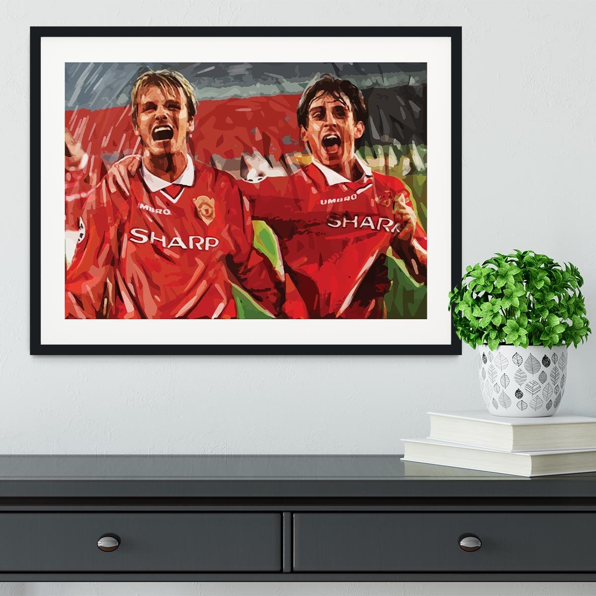 David Beckham and Gary Neville Framed Print - Canvas Art Rocks - 1
