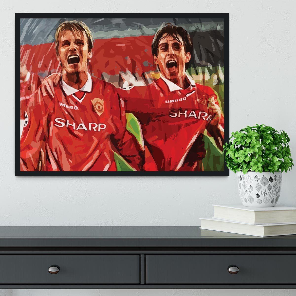 David Beckham and Gary Neville Framed Print - Canvas Art Rocks - 2
