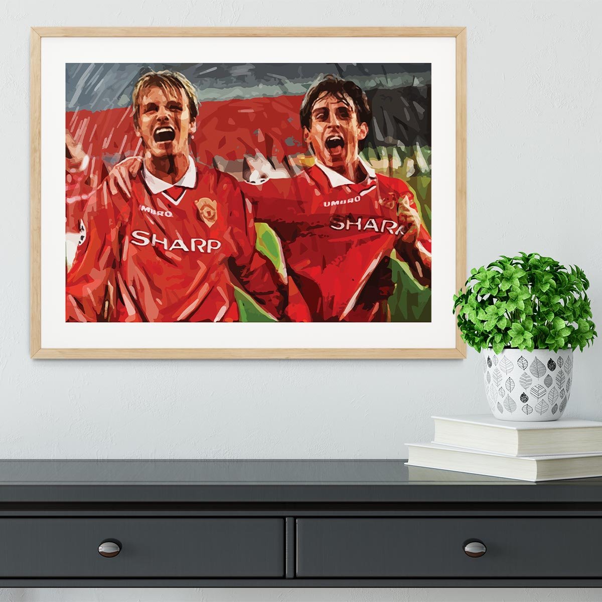 David Beckham and Gary Neville Framed Print - Canvas Art Rocks - 3