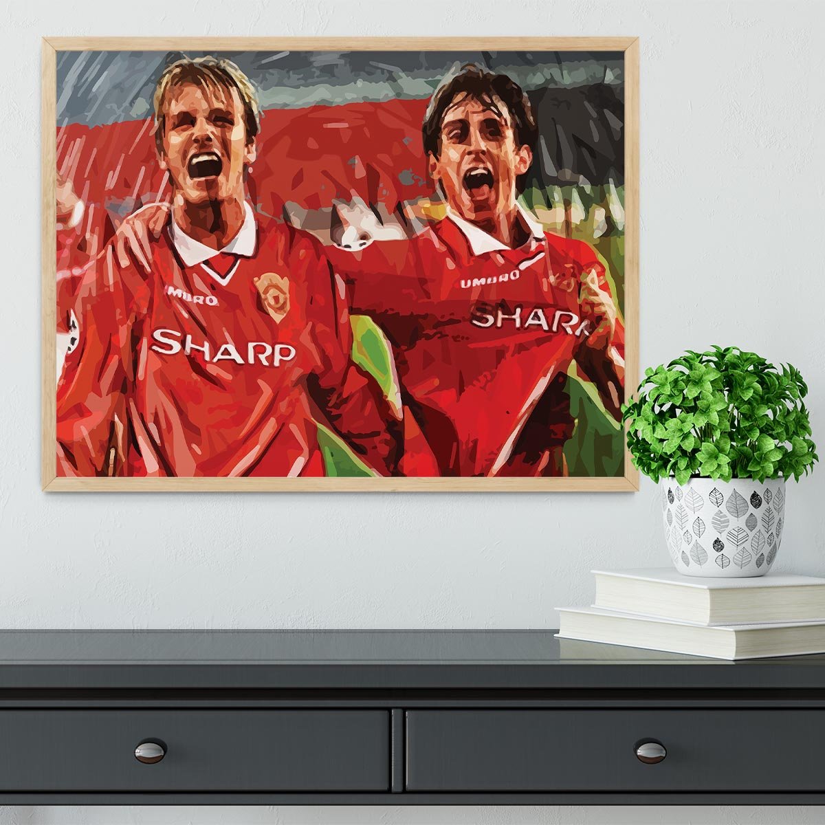 David Beckham and Gary Neville Framed Print - Canvas Art Rocks - 4