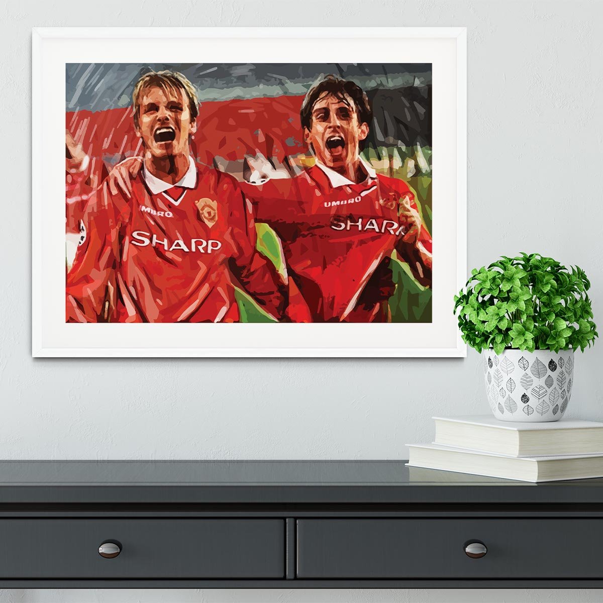 David Beckham and Gary Neville Framed Print - Canvas Art Rocks - 5