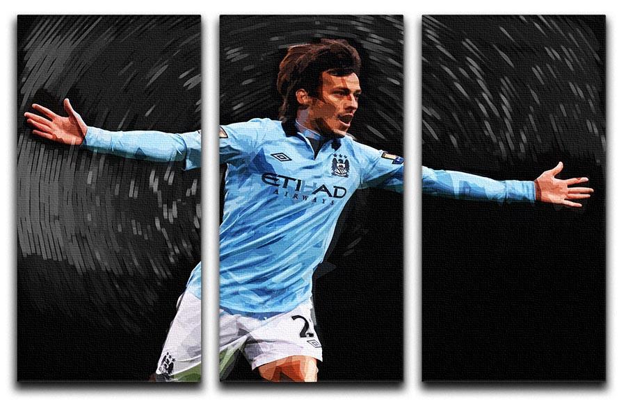 David Silva Manchester City 3 Split Panel Canvas Print - Canvas Art Rocks - 1
