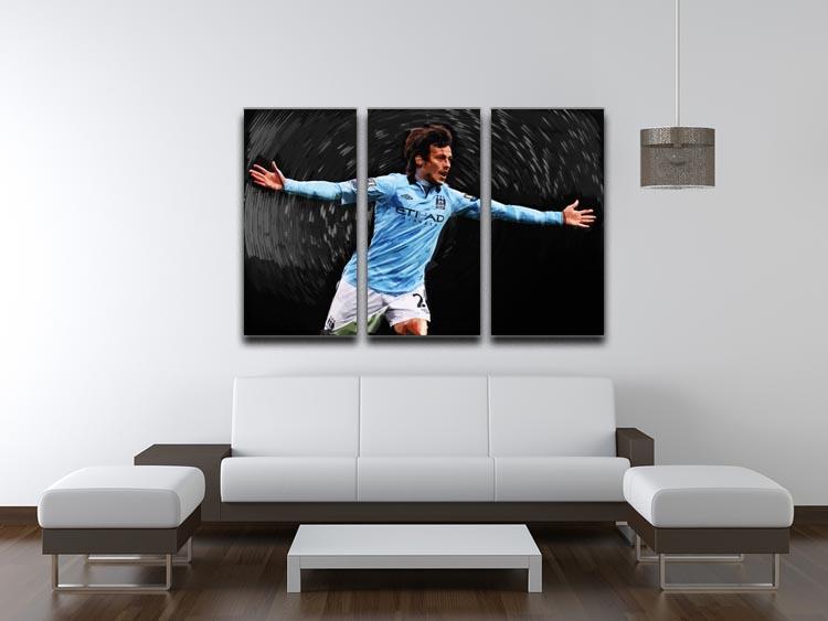 David Silva Manchester City 3 Split Panel Canvas Print - Canvas Art Rocks - 3