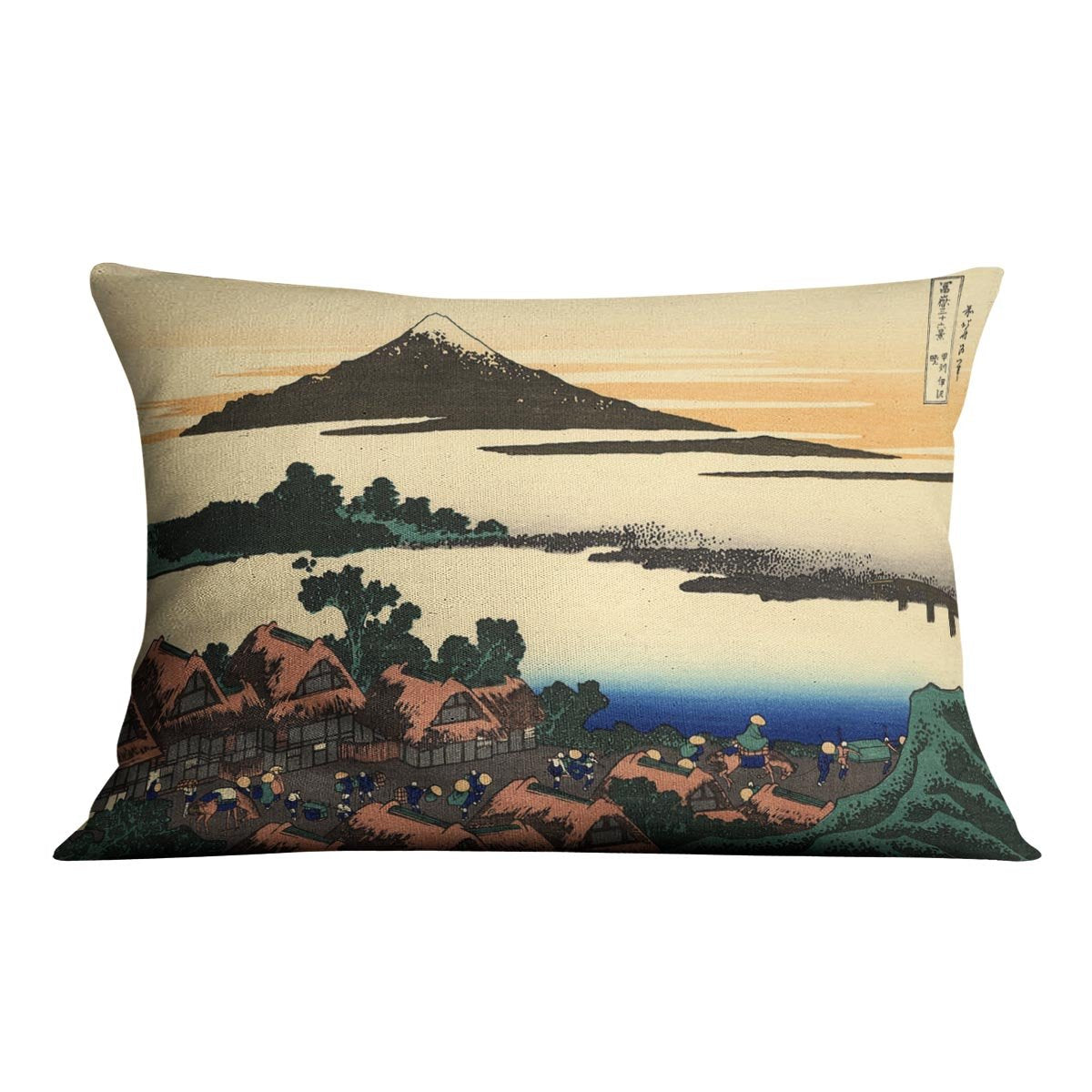 Dawn at Isawa in the Kai province by Hokusai Throw Pillow