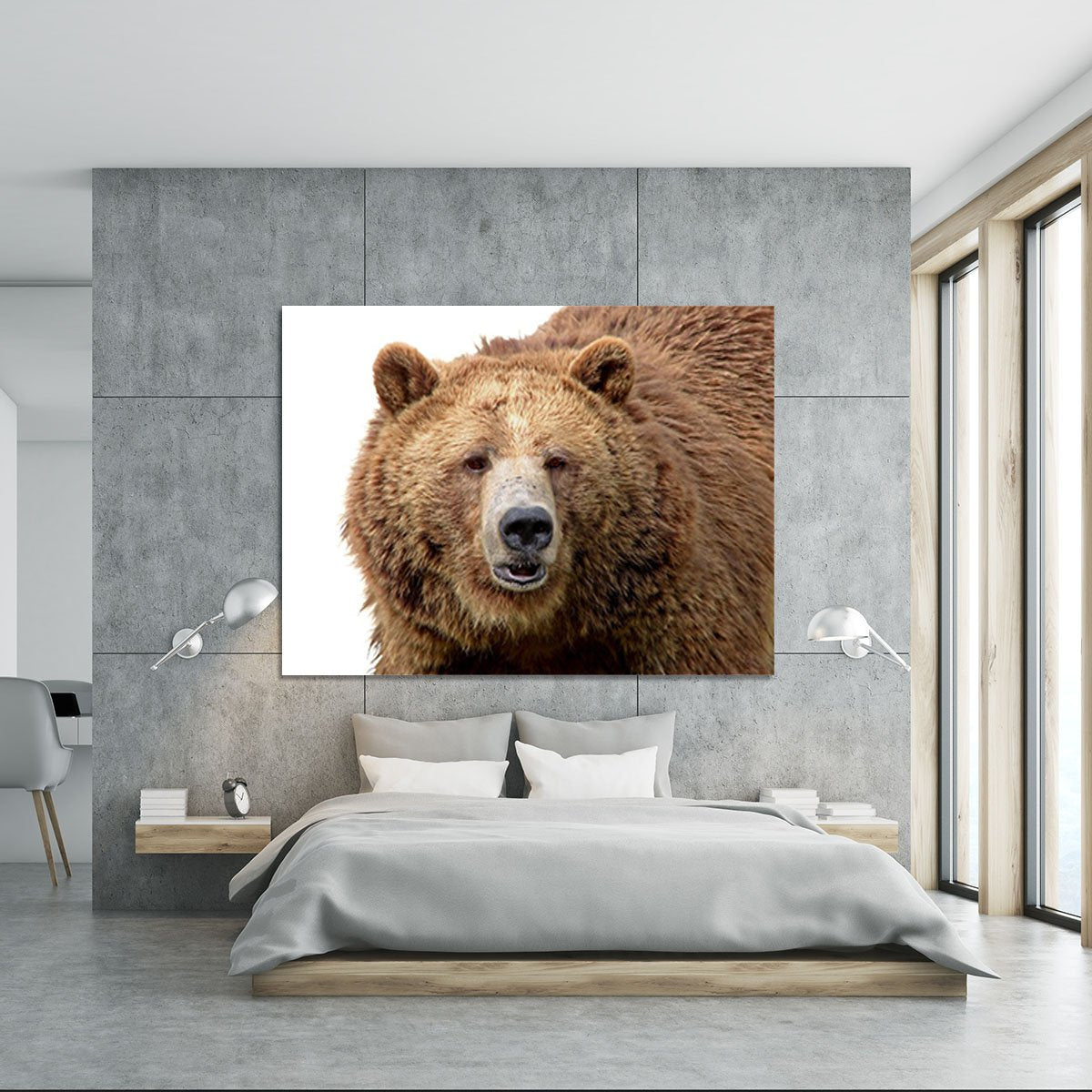 Detailed close-up portrait of a magnificent grizzly brown bear Canvas Print or Poster