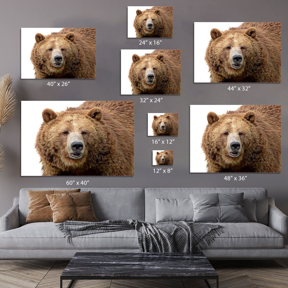 Detailed close-up portrait of a magnificent grizzly brown bear Canvas Print or Poster
