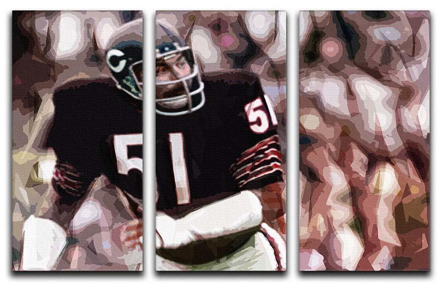 Dick Butkus Chicago Bears 3 Split Panel Canvas Print - Canvas Art Rocks - 1