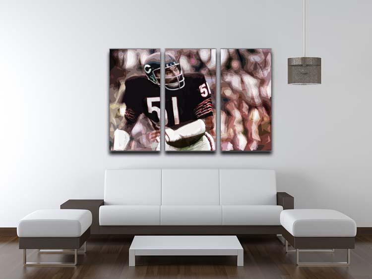 Dick Butkus Chicago Bears 3 Split Panel Canvas Print - Canvas Art Rocks - 3