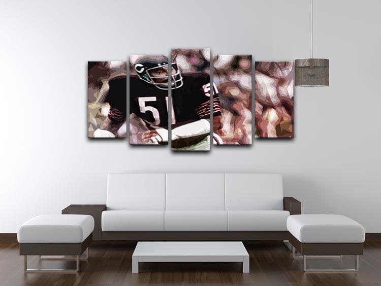 Dick Butkus Chicago Bears 5 Split Panel Canvas - Canvas Art Rocks - 3