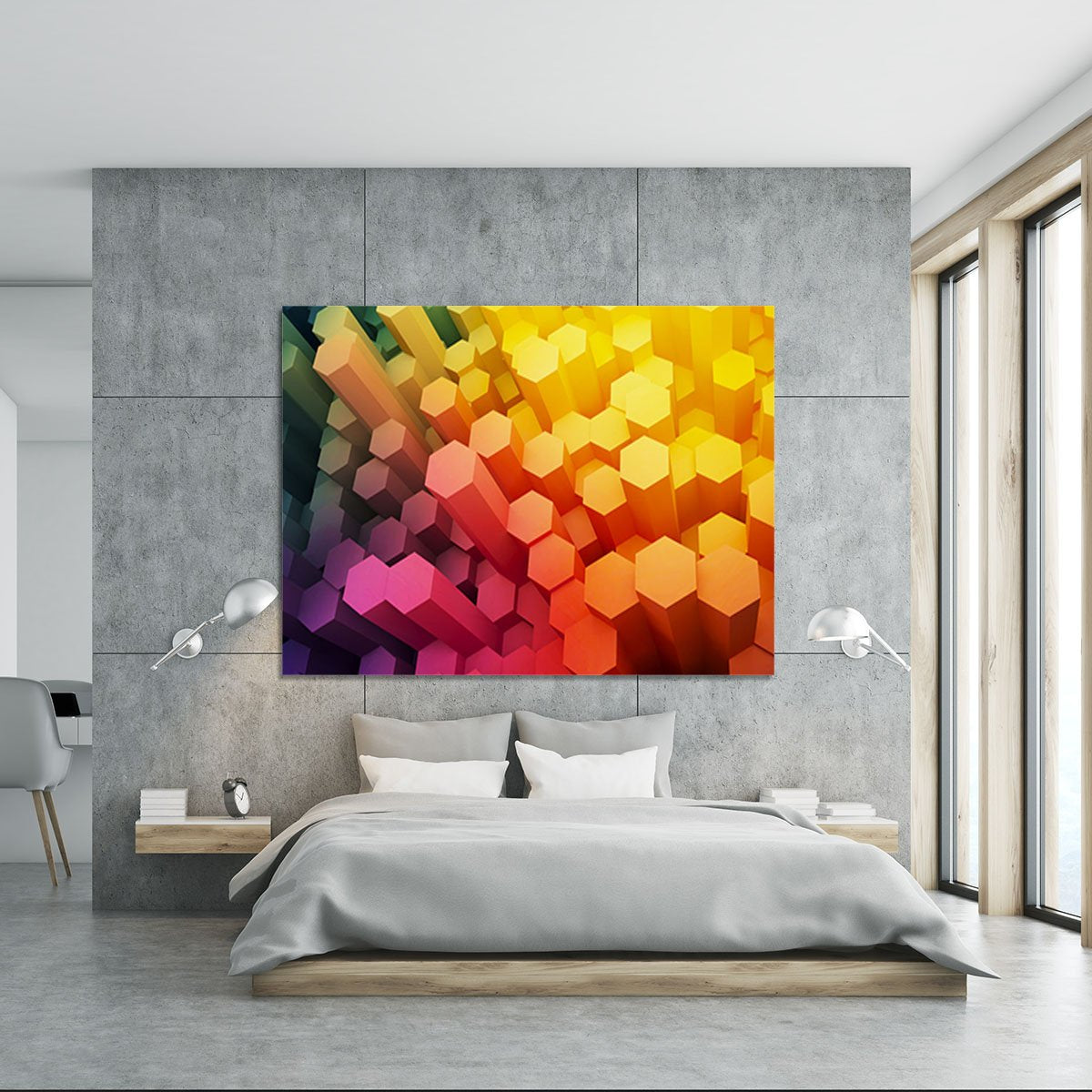 Dimensional Hexagons Canvas Print or Poster