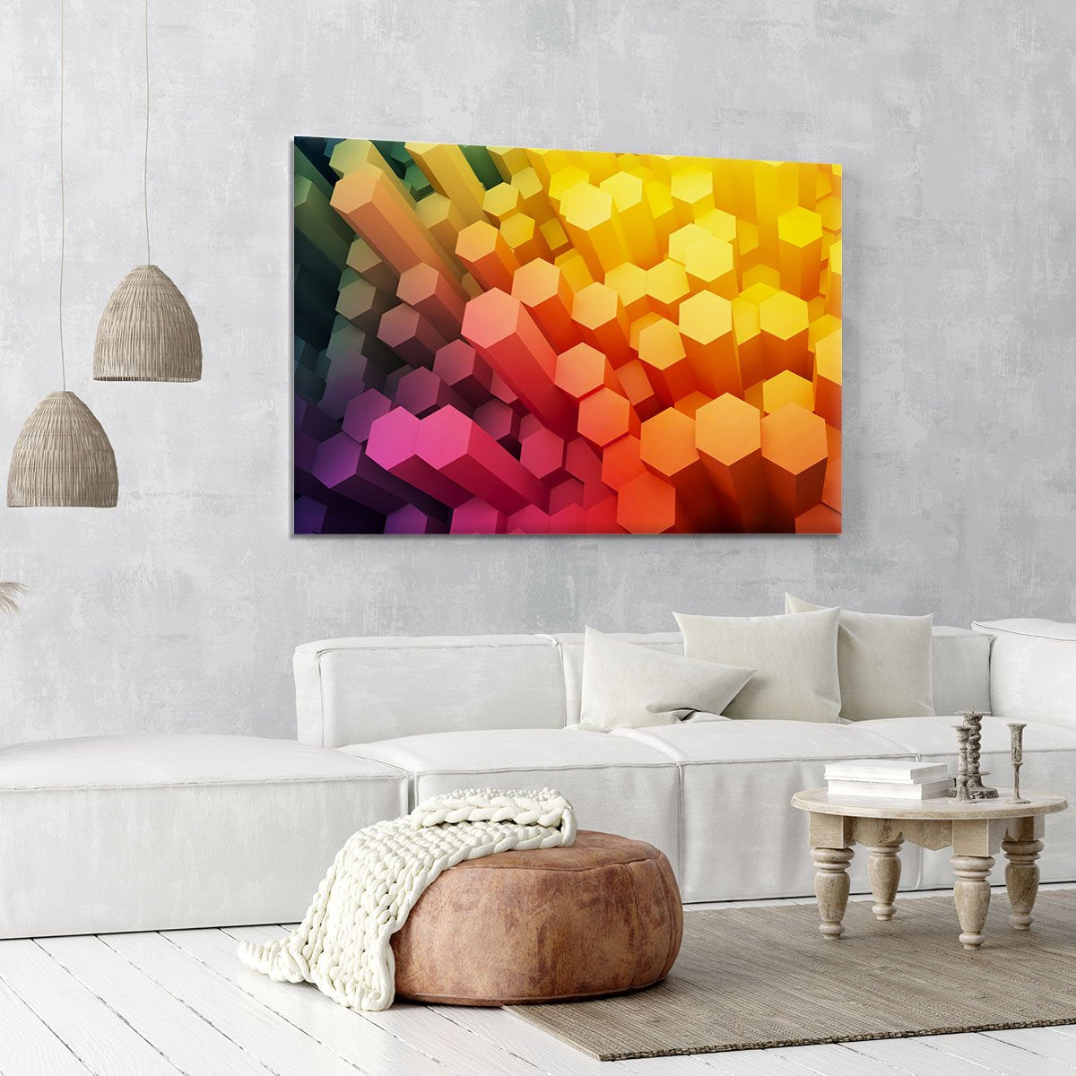 Dimensional Hexagons Canvas Print or Poster