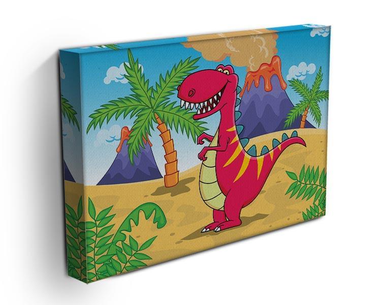 Dinosaur Volcano Cartoon Canvas Print or Poster - Canvas Art Rocks - 3