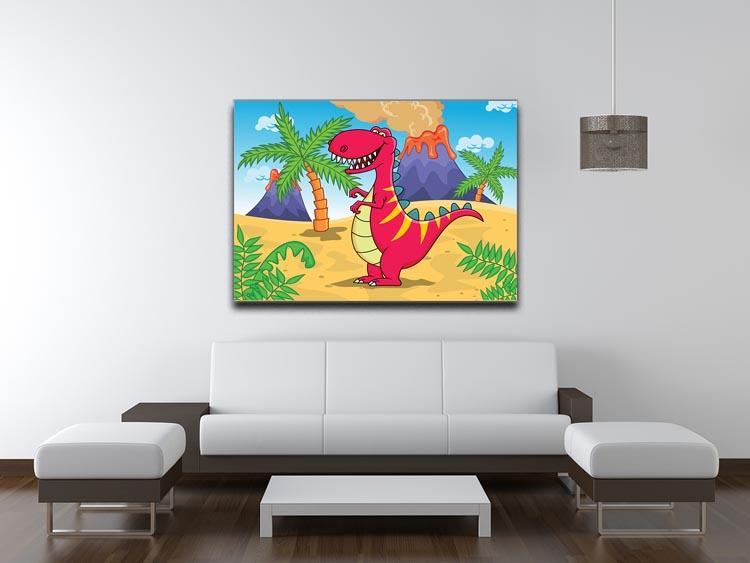 Dinosaur Volcano Cartoon Canvas Print or Poster - Canvas Art Rocks - 4