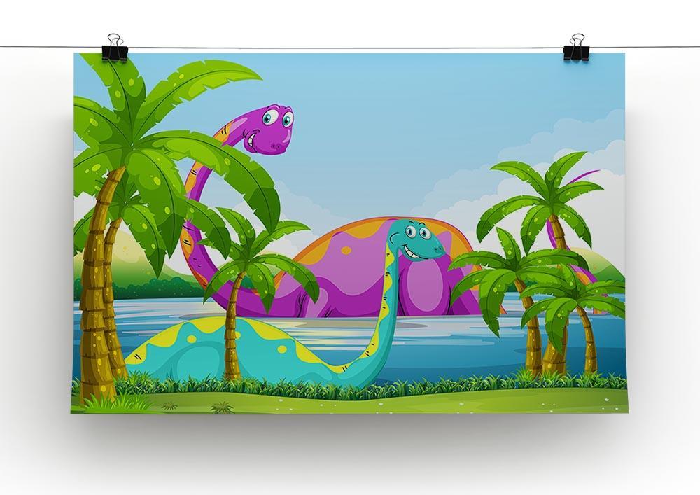 Dinosaur having fun in the lake Canvas Print or Poster - Canvas Art Rocks - 2