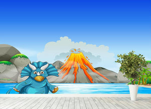 Dinosaur living by the lake Wall Mural Wallpaper - Canvas Art Rocks - 4