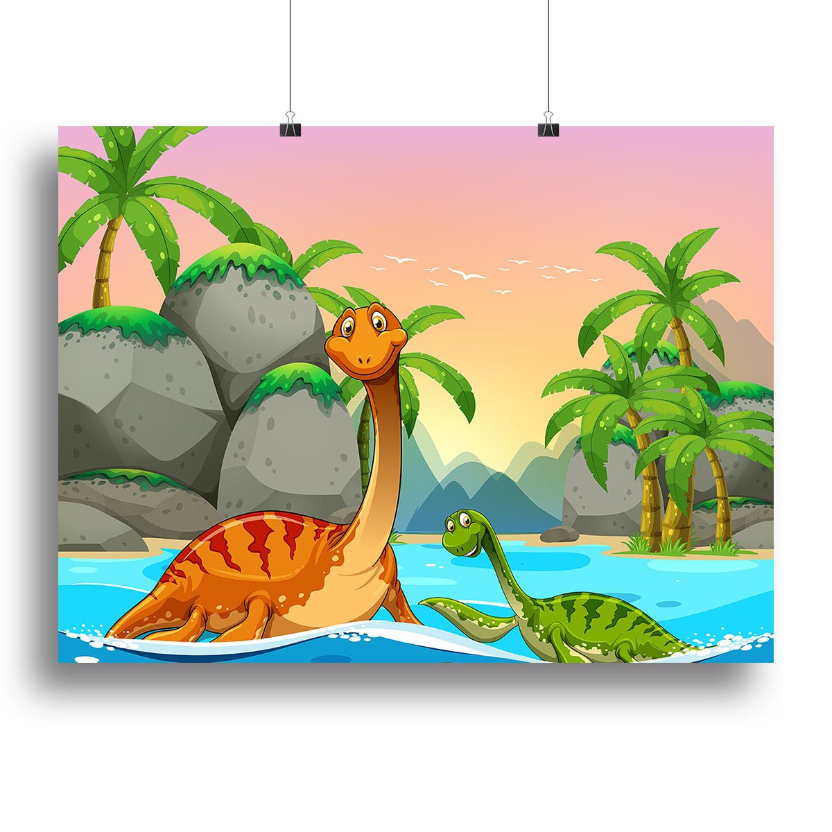 Dinosaurs living in the ocean Canvas Print or Poster