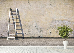 Dirty grunge wall with ladder Wall Mural Wallpaper - Canvas Art Rocks - 4