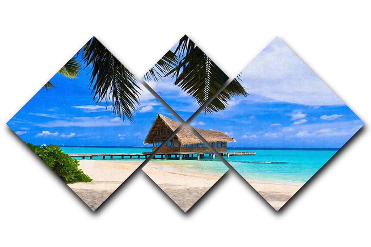Diving club on a tropical island 4 Square Multi Panel Canvas - Canvas Art Rocks - 1