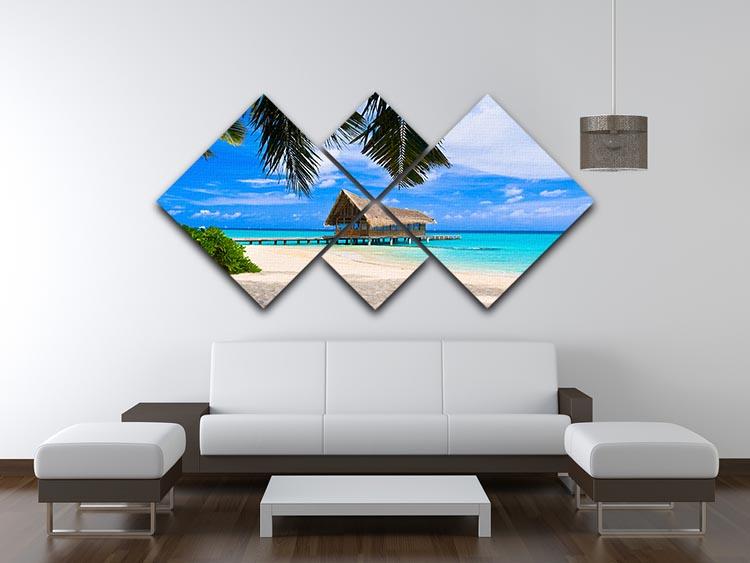 Diving club on a tropical island 4 Square Multi Panel Canvas - Canvas Art Rocks - 3