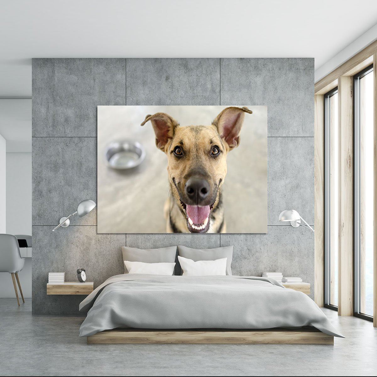 Dog and Bowl Canvas Print or Poster