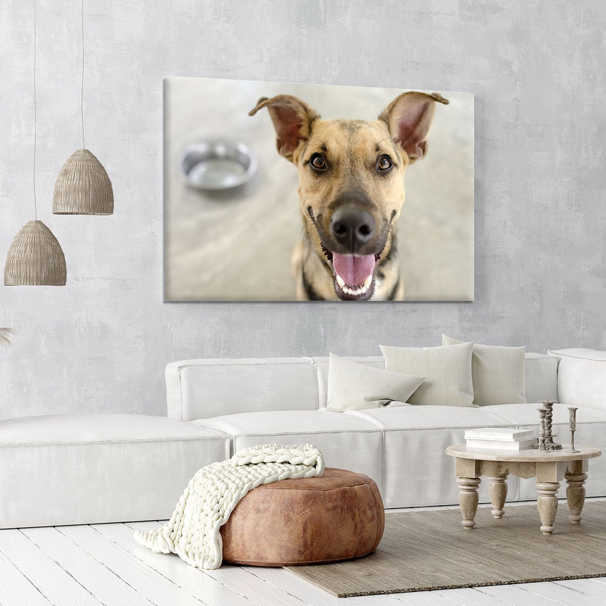 Dog and Bowl Canvas Print or Poster