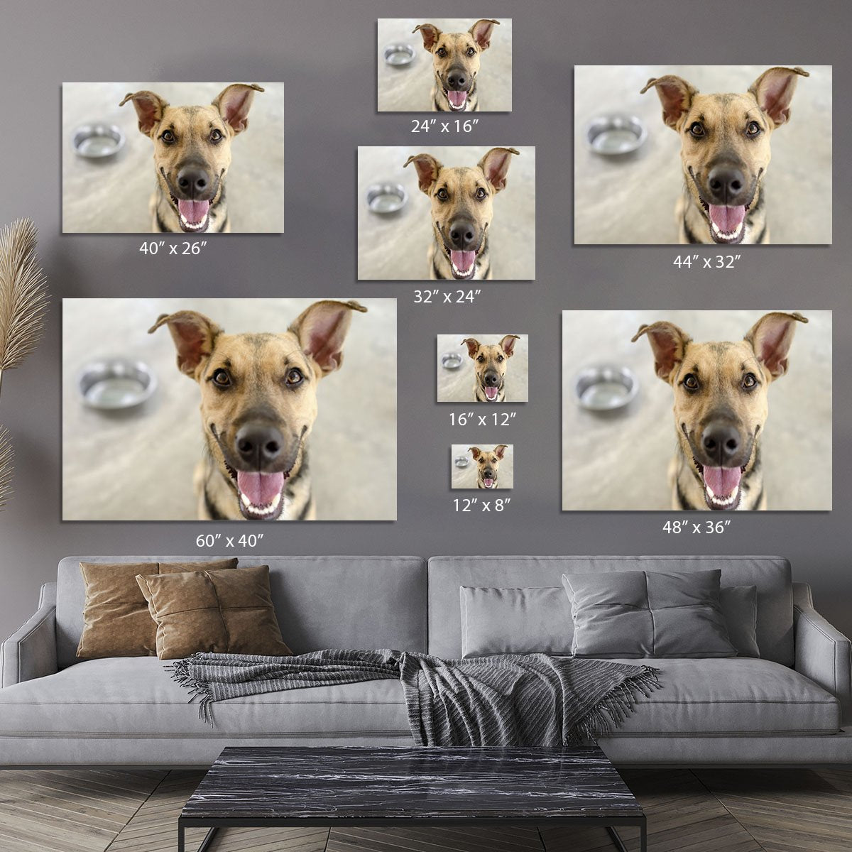 Dog and Bowl Canvas Print or Poster