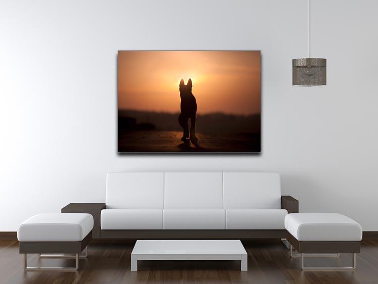 Dog backlight silhouette in sunset Canvas Print or Poster - Canvas Art Rocks - 4