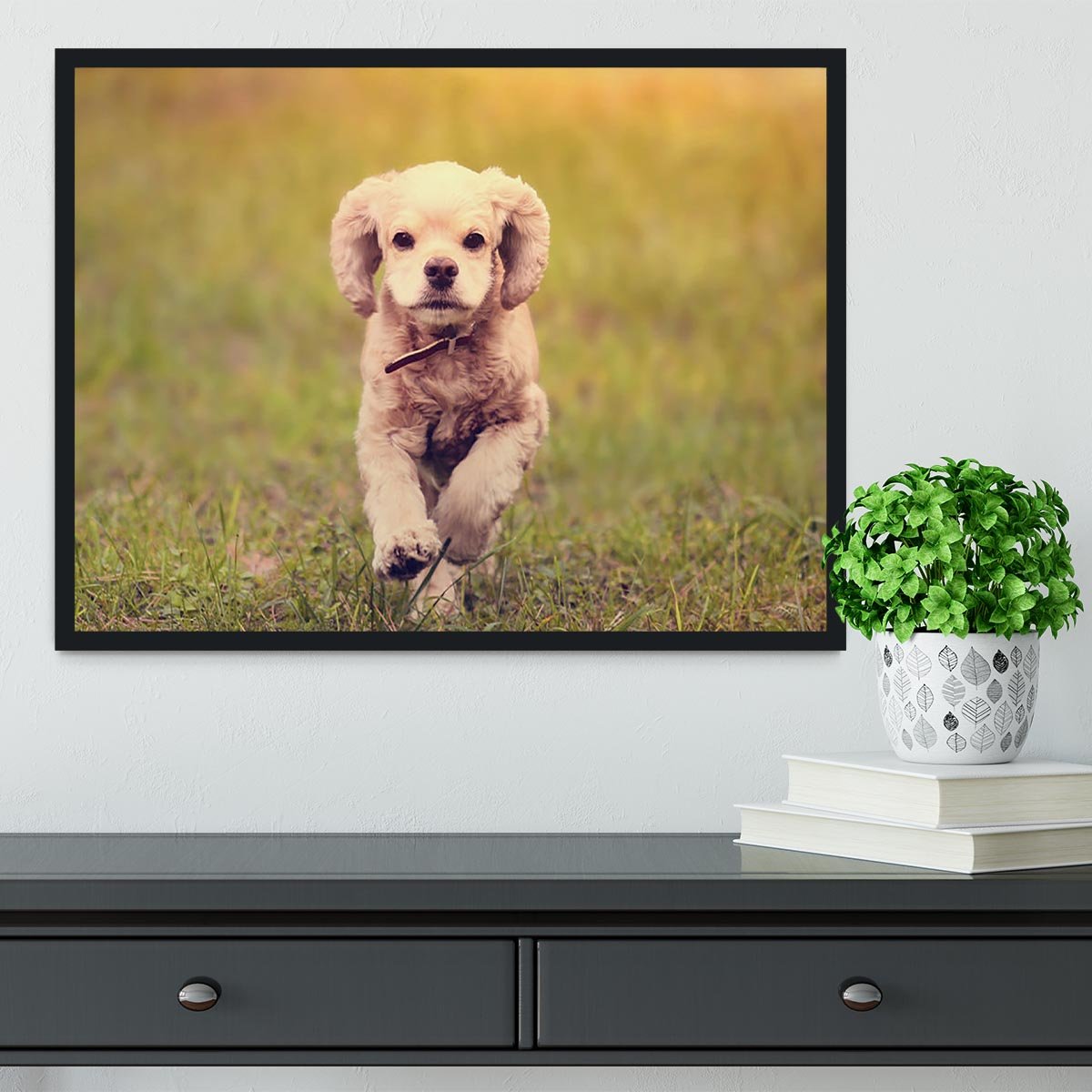 Dog is running at sunset Framed Print - Canvas Art Rocks - 2