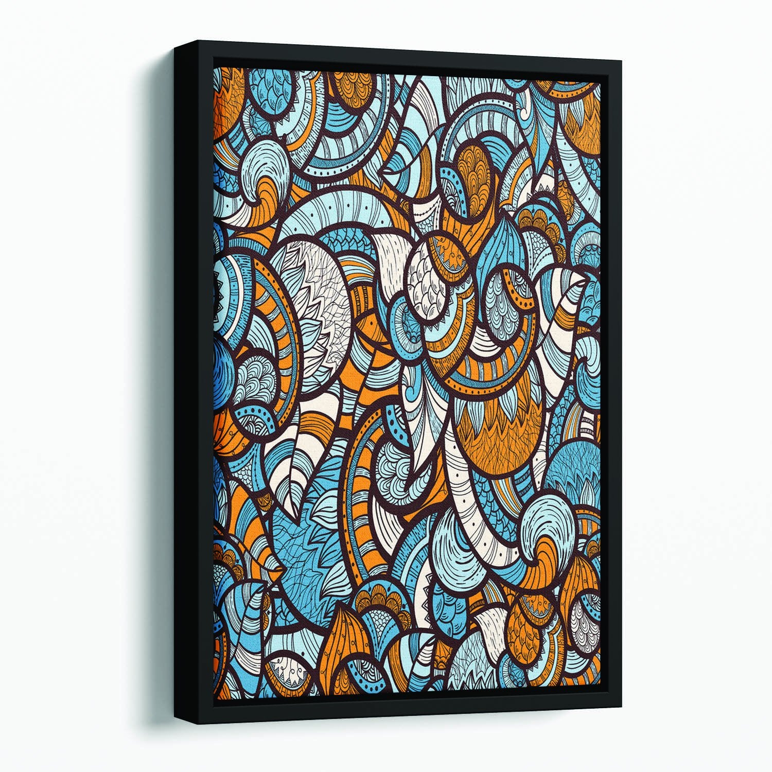 Doodle bright floral pattern Floating Framed Canvas