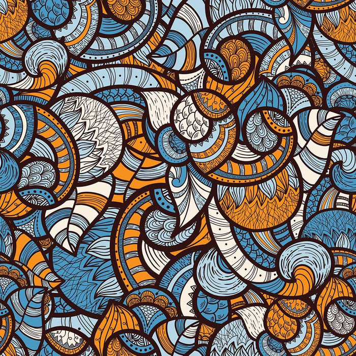 Doodle bright floral pattern Wall Mural Wallpaper